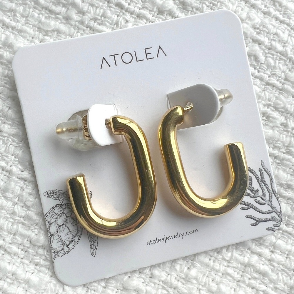 ATOLEA Naxos Hoop Earrings 18K Gold PVD Waterproof Oval Chunky Huggie Clean Girl